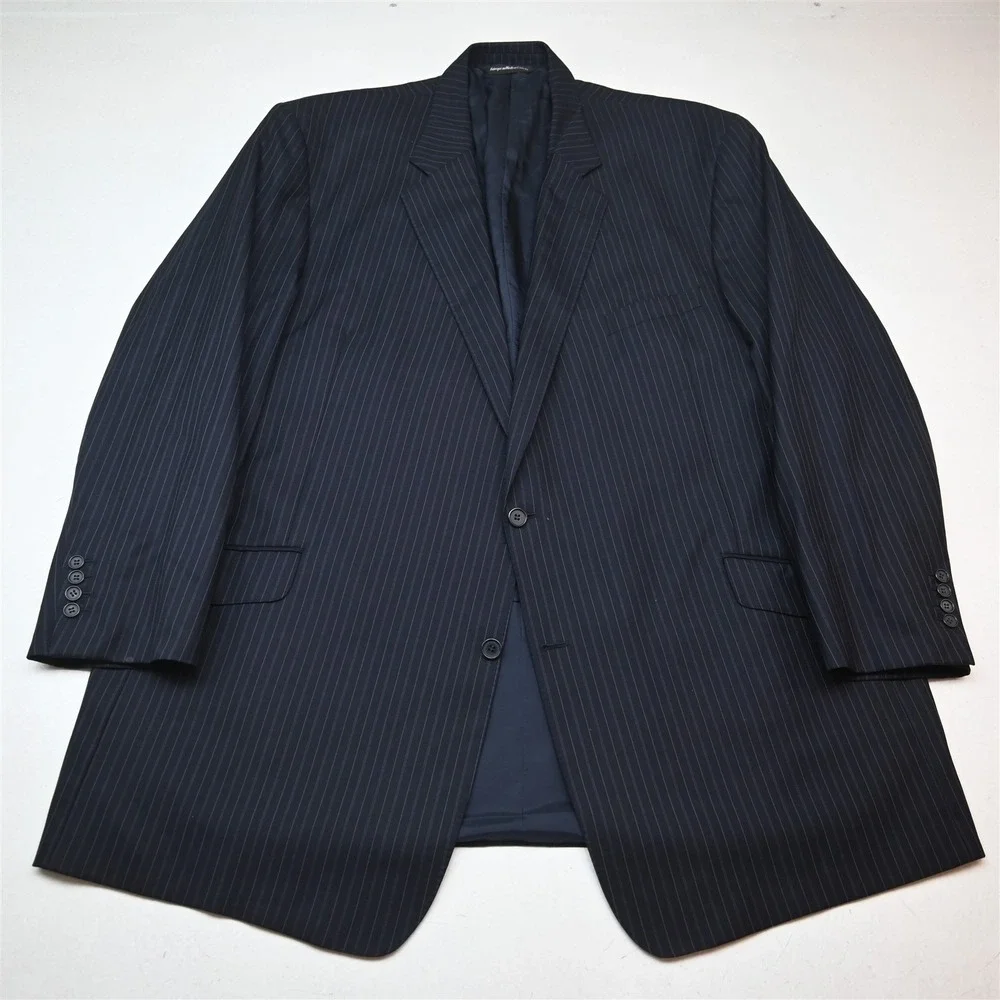 Coppley 52L 48x34 Navy Blue Wool Cashmere Striped Mens Jacket Pants Suit